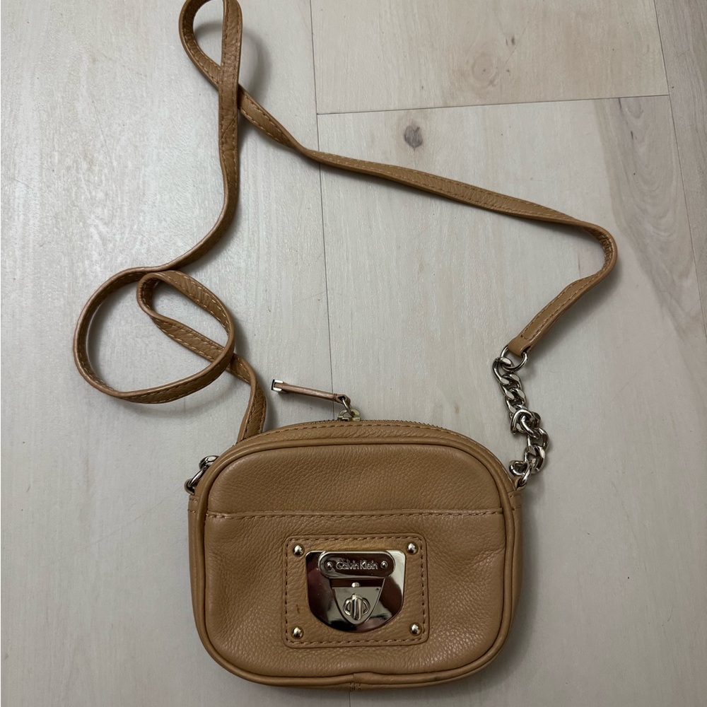 Calvin Klein Tan Leather Crossbody Bag